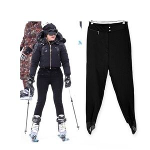 Vtg Nils Schoeller Downhill Racer Black Stirrup Ski Pants Size: 8